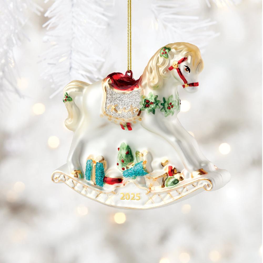 Lenox 2025 Blown Glass Baby's 1st Rocking Horse Ornament