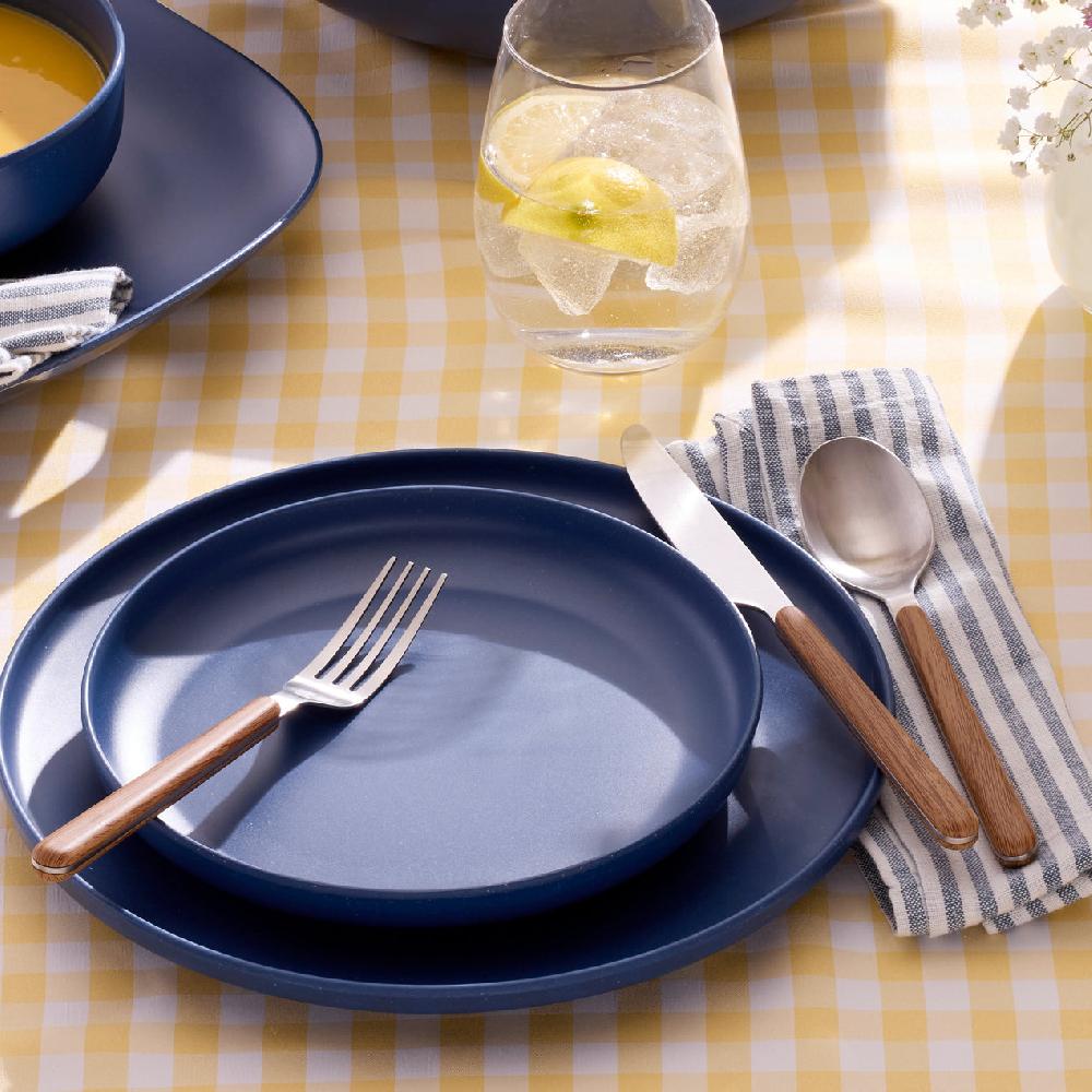 Lenox 24 Seven Mirror Faux Wood Handle 12 Piece Flatware Set