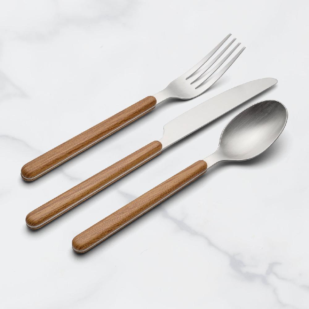 lenox 24 Seven Mirror Faux Wood Handle 12 Piece Flatware Set