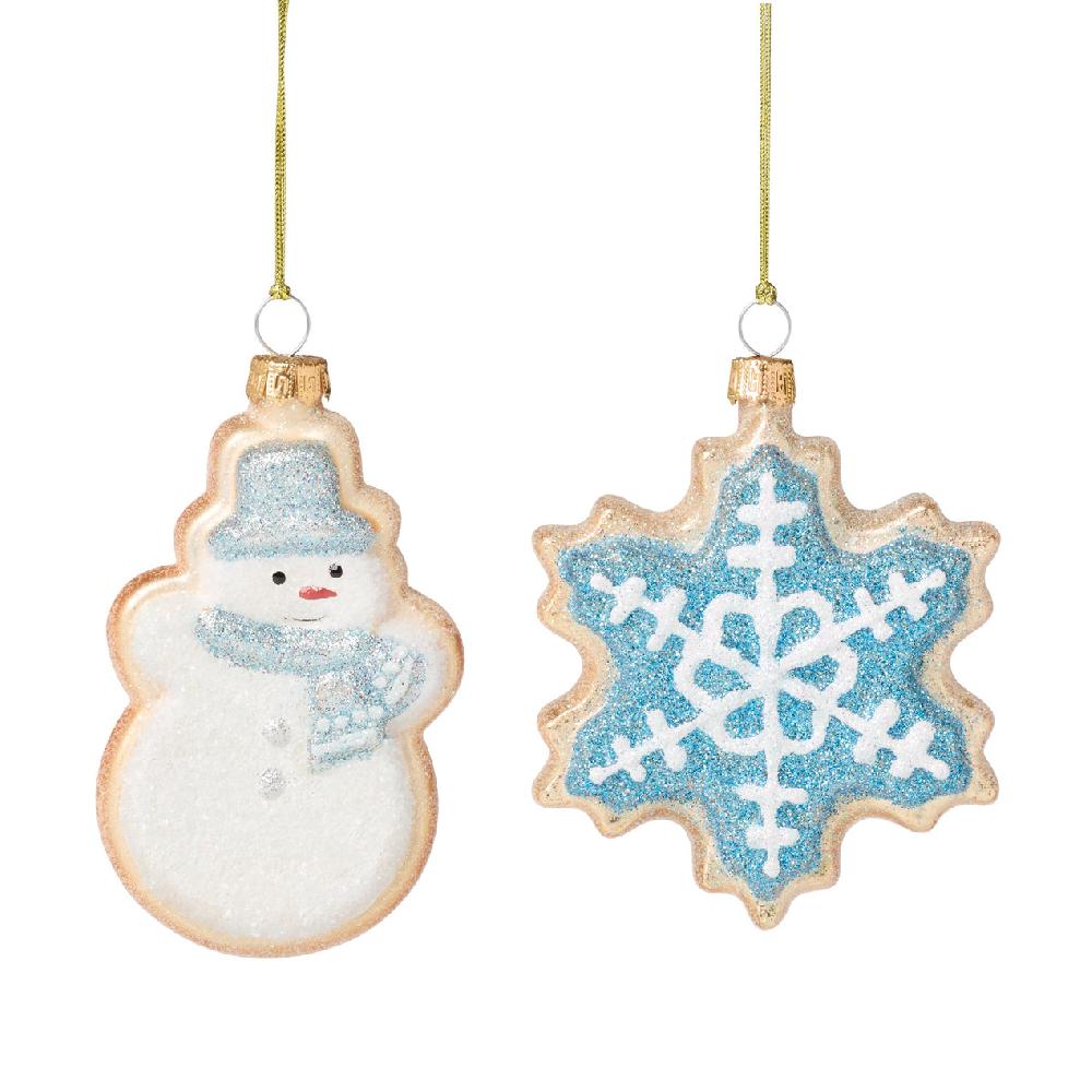Lenox Blown Glass Snowman & Snowflake Cookie Ornaments 2