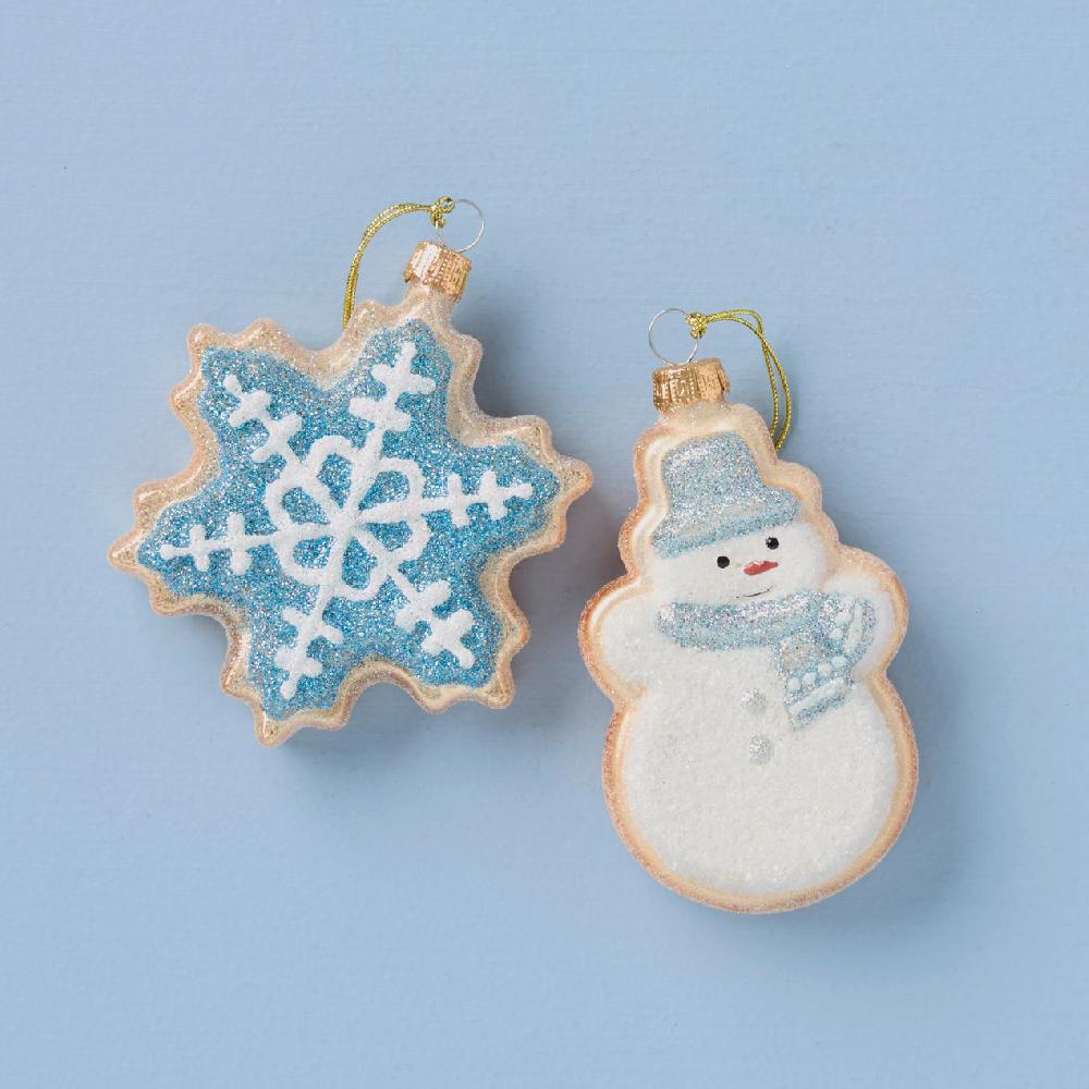 lenox Blown Glass Snowman & Snowflake Cookie Ornaments 2