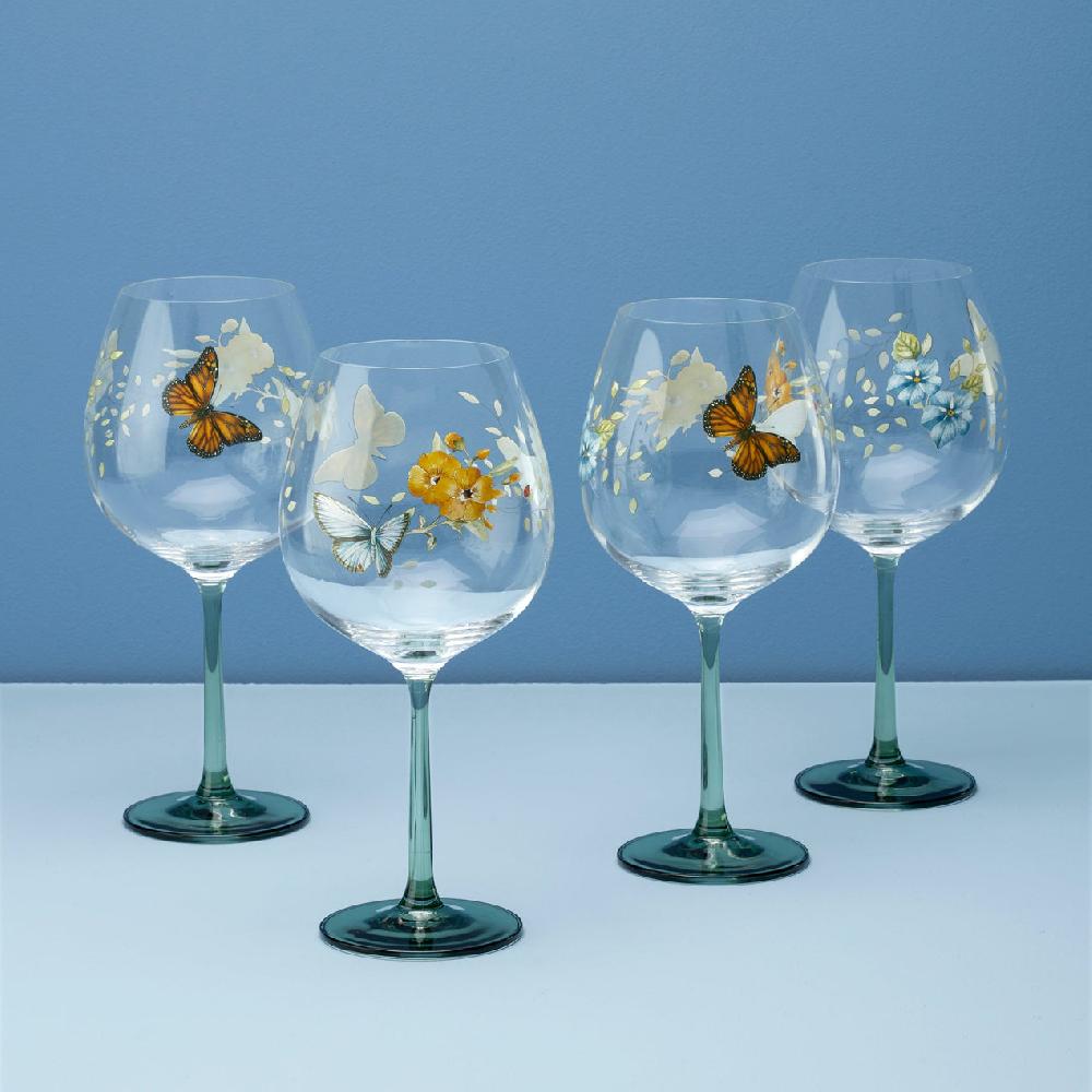 lenox Butterfly Meadow Balloon Wine Glasses - Set Of 4