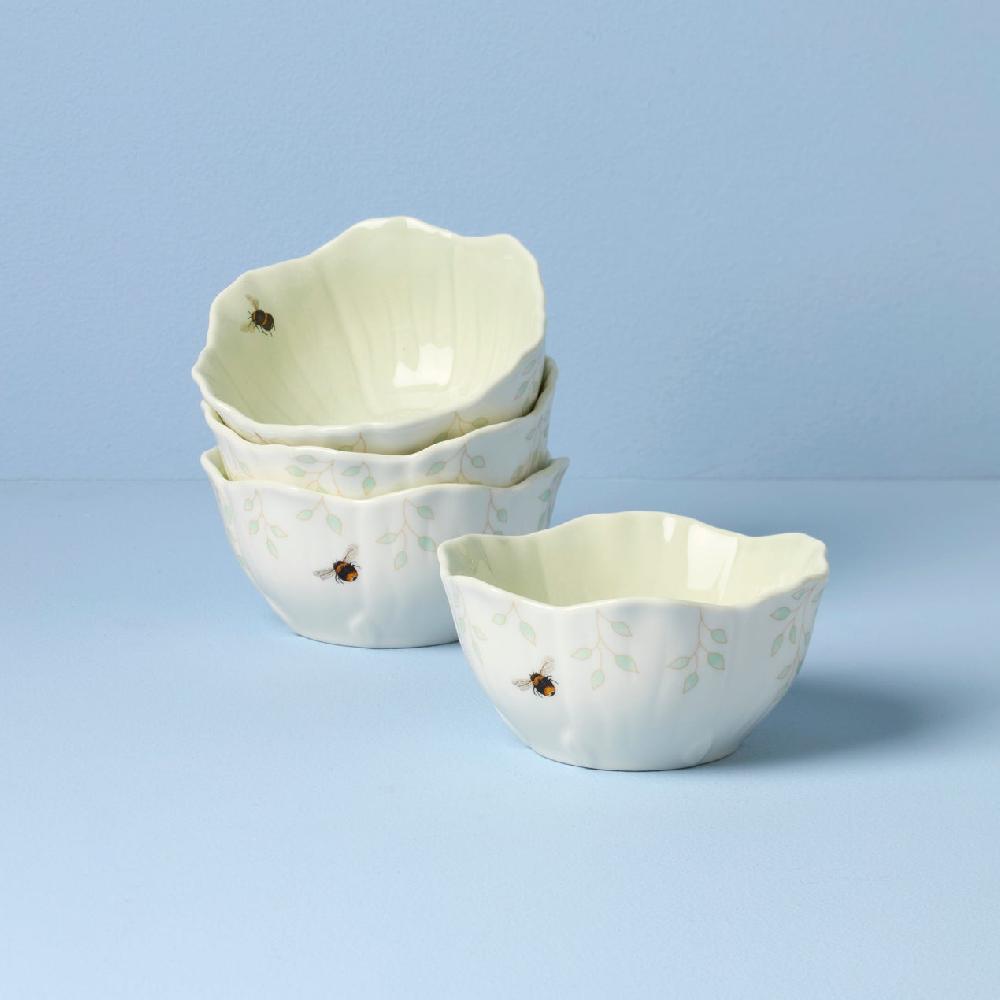 lenox Butterfly Meadow Floral Green Dessert Bowls - Set of 4