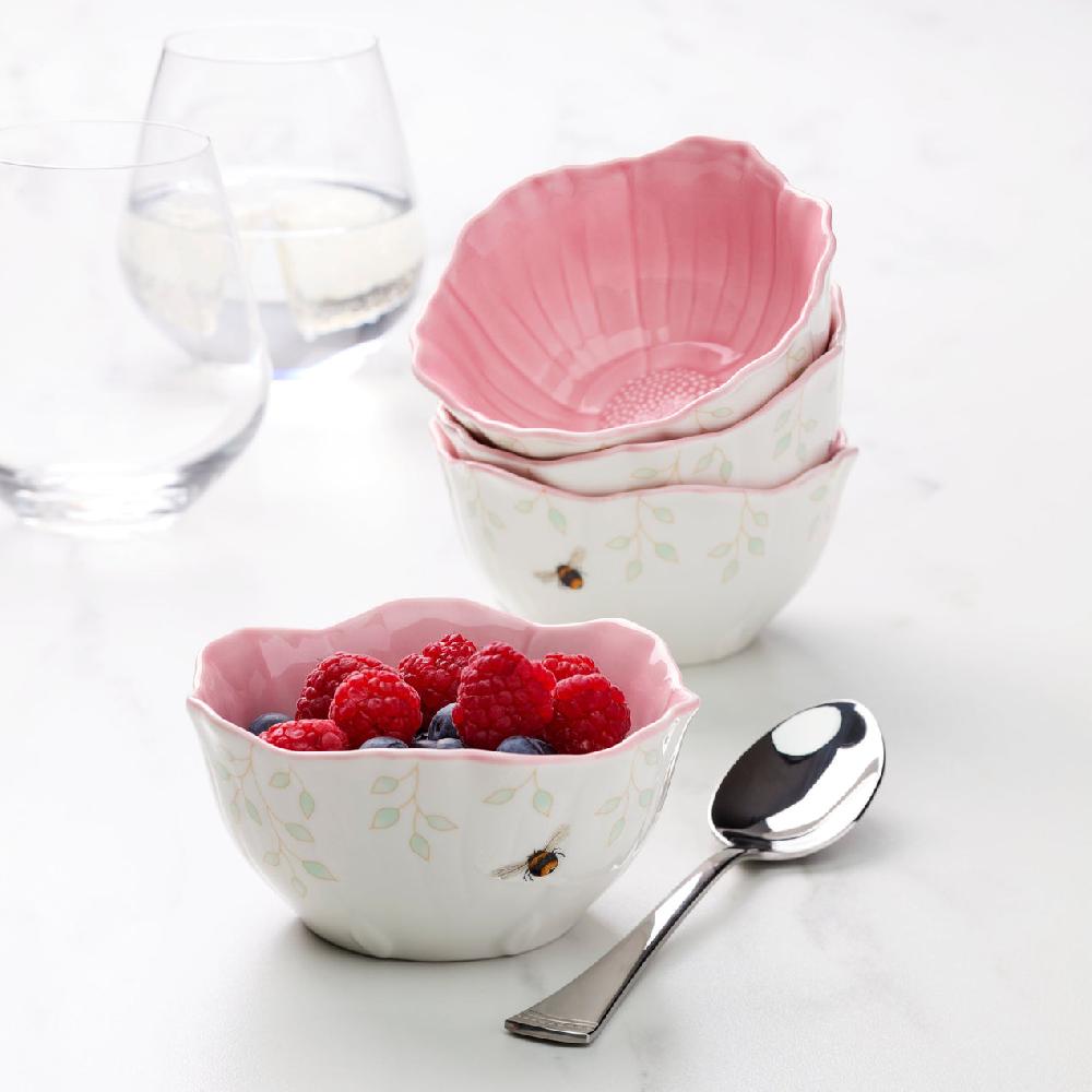 Lenox Butterfly Meadow Floral Pink Dessert Bowls - Set Of 4