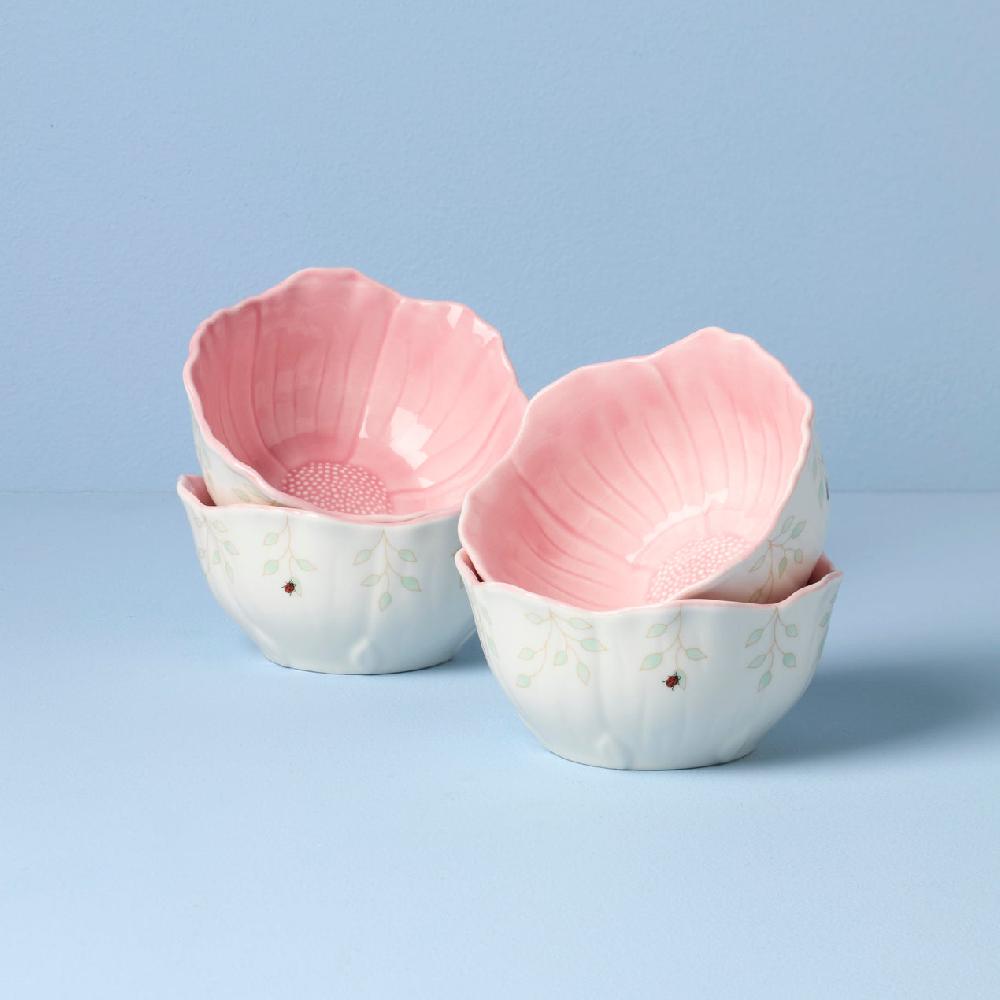 lenox Butterfly Meadow Floral Pink Dessert Bowls - Set of 4