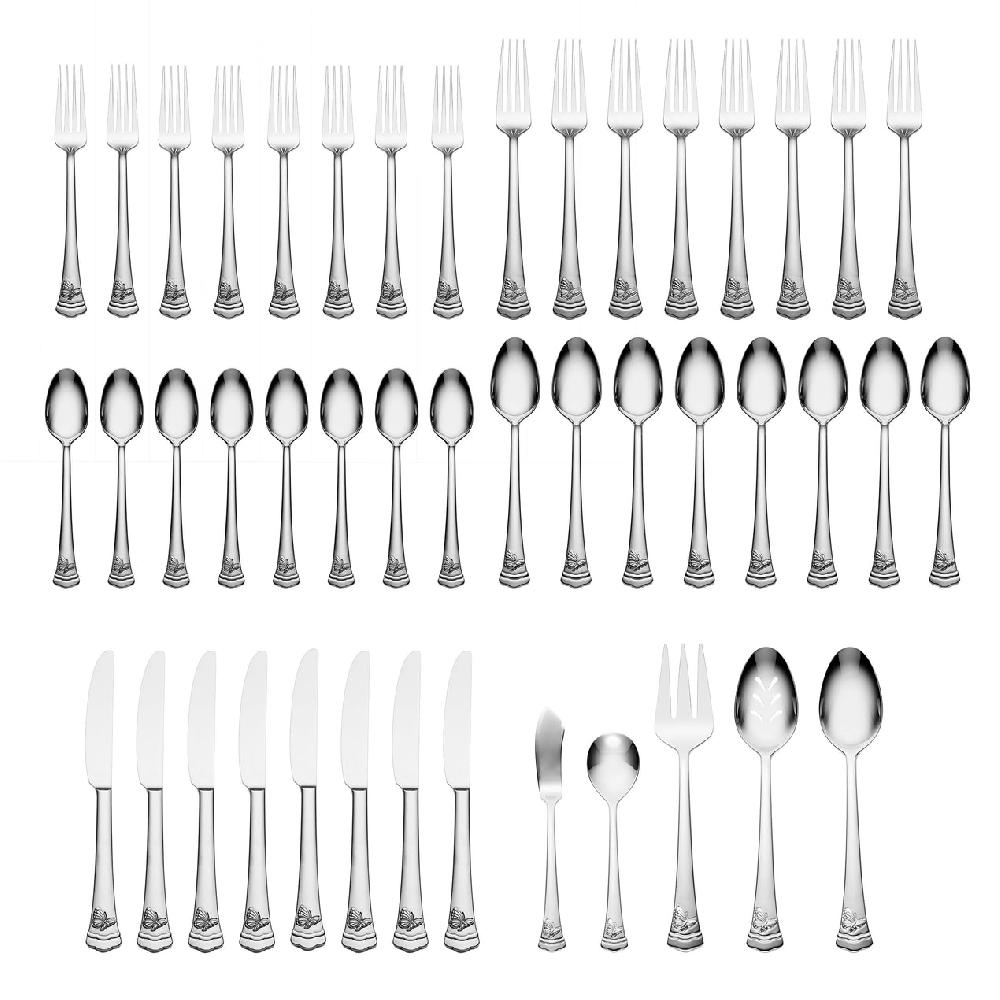 Lenox Butterfly Meadow II Mirror 65 Piece Flatware Set