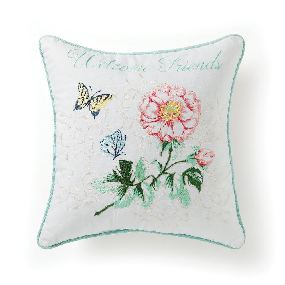 lenox Butterfly Meadow Welcome Friends Pillow 18X18