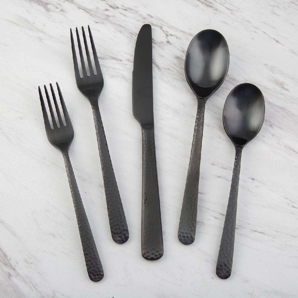 lenox Cecil Black Satin Hammered 20 Piece Flatware Set