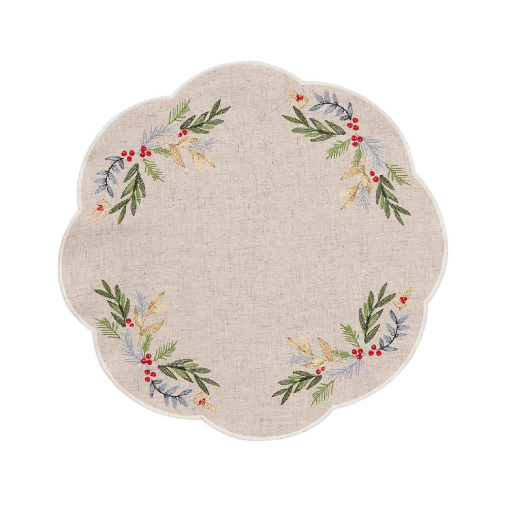 Lenox French Perle Holly Embroidered Placemats - Set Of 4