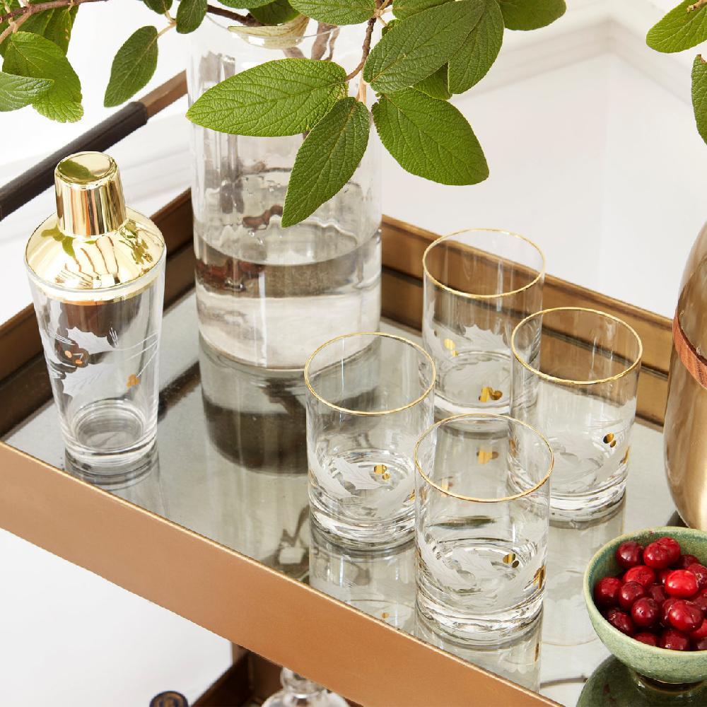 Lenox Holiday Gold Double Old Fashion Glasses - Set Of 4