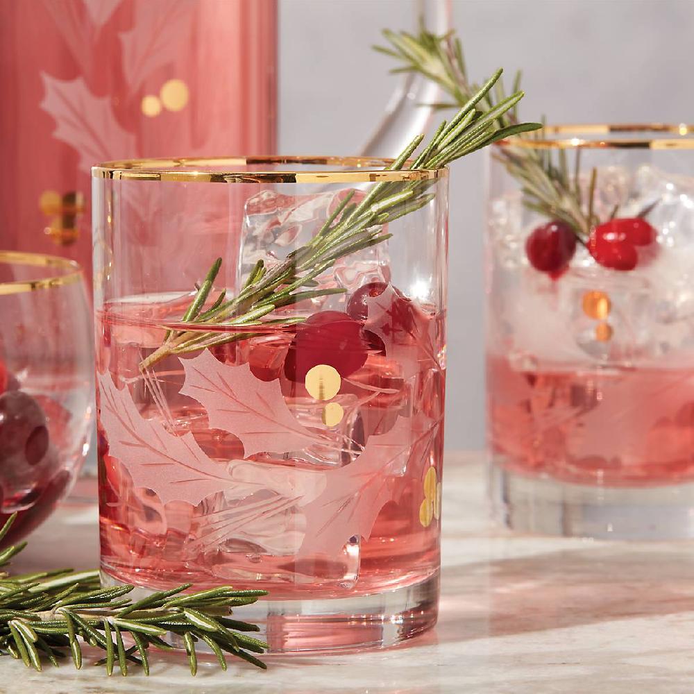 Lenox Holiday Gold Double Old Fashion Glasses - Set Of 4