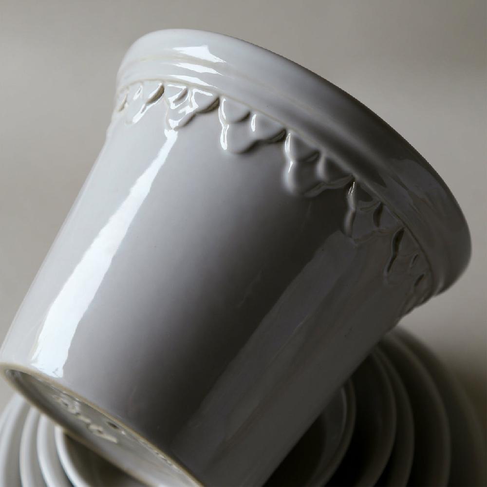 Lenox Kobenhavner Glazed Mineral White 16cm Pot With Saucer