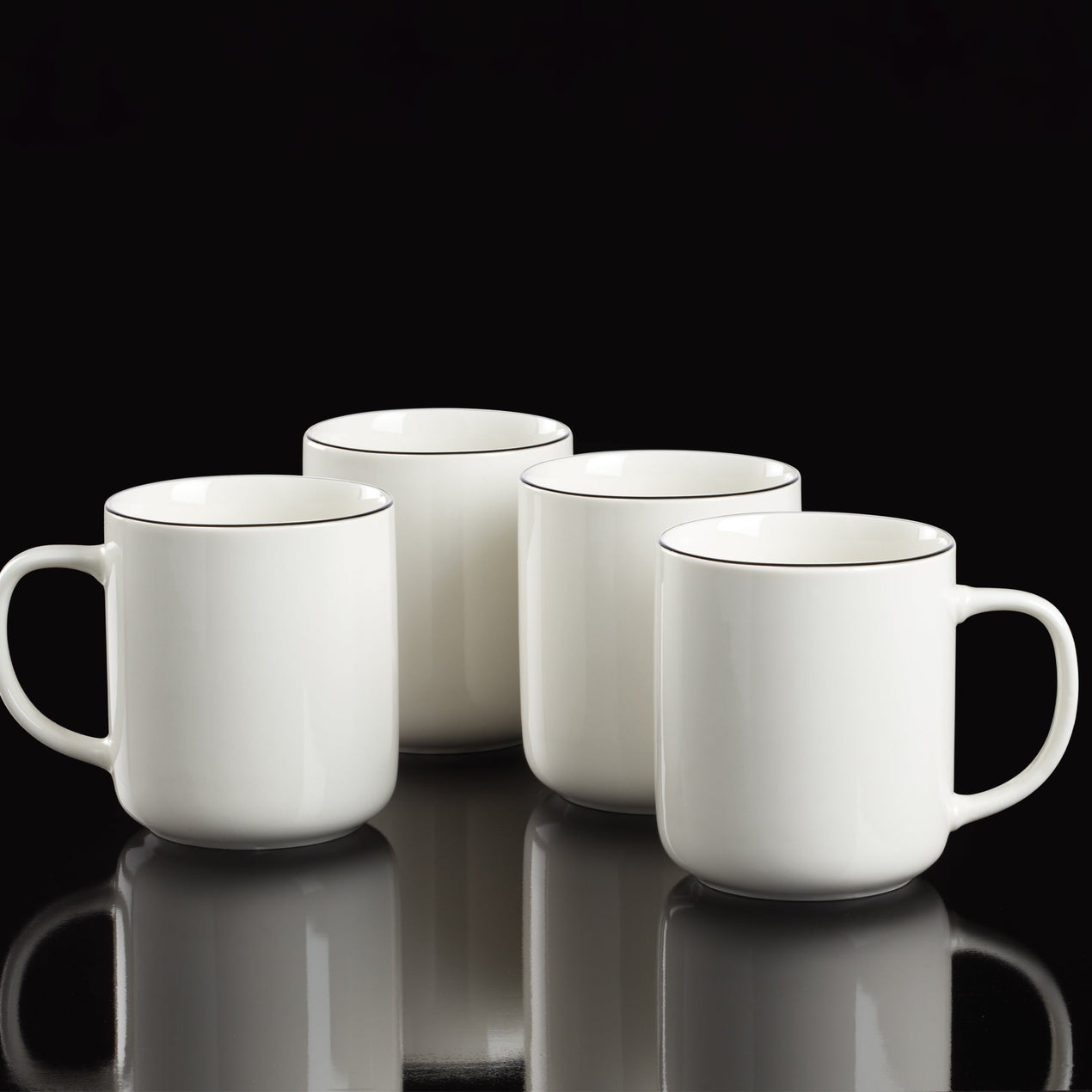 Lenox 24 Seven Black Rim Mugs - Set Of 4