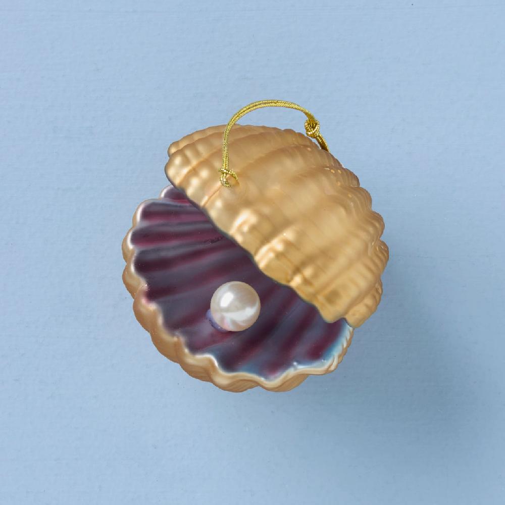 lenox Blown Glass Oyster w/ Pearl Ornament