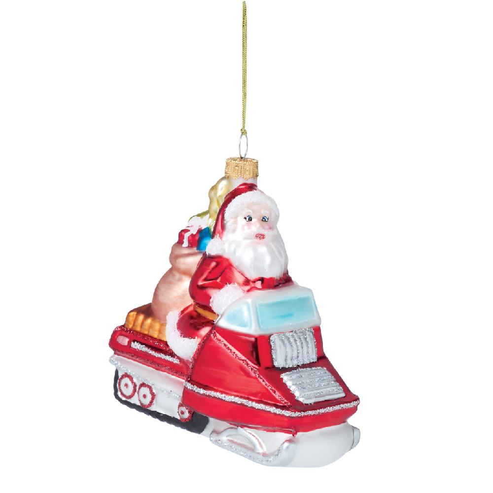 Lenox Blown Glass Santa On Snowmobile Ornament