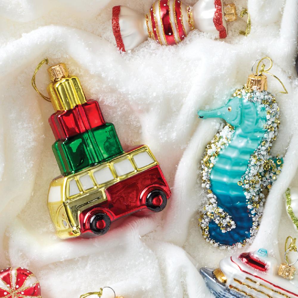 Lenox Blown Glass Van With Gifts Ornament