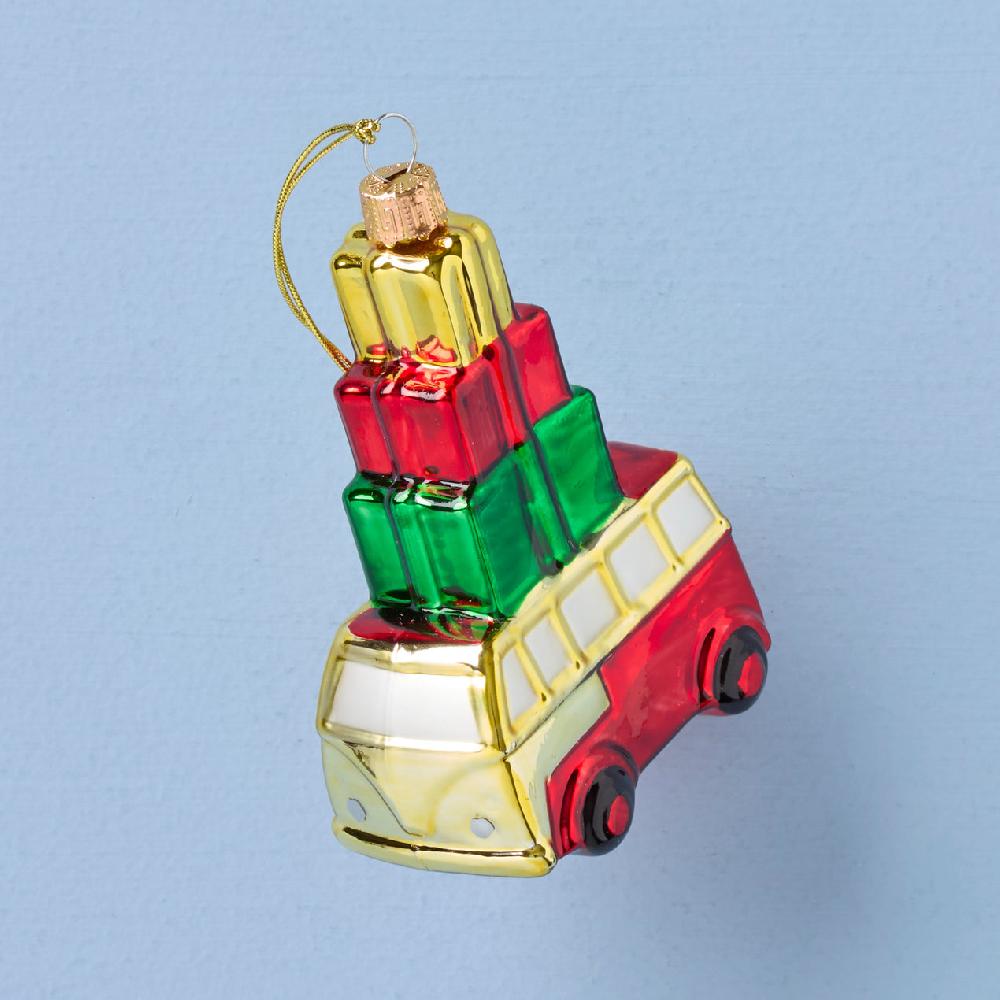 lenox Blown Glass Van With Gifts Ornament