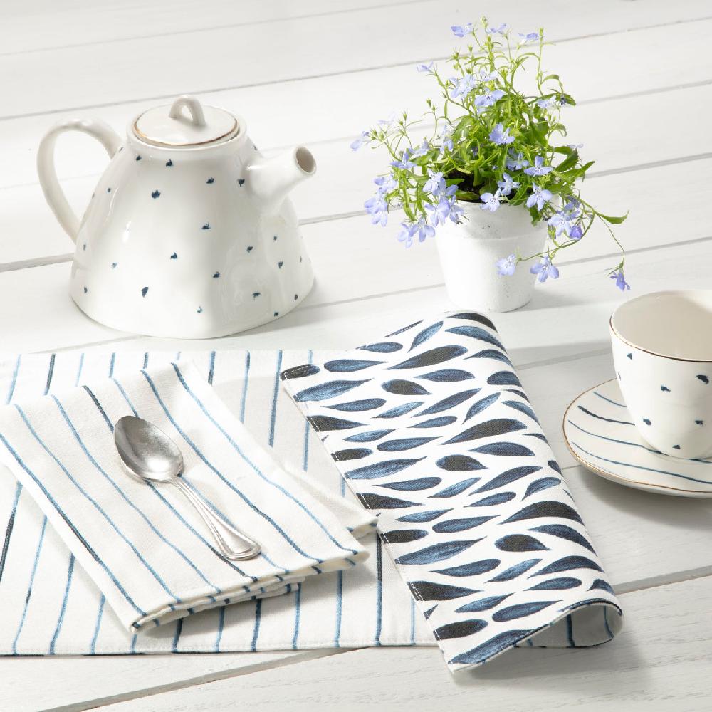 Lenox Blue Bay Leaf/Stripe Reversible Placemat