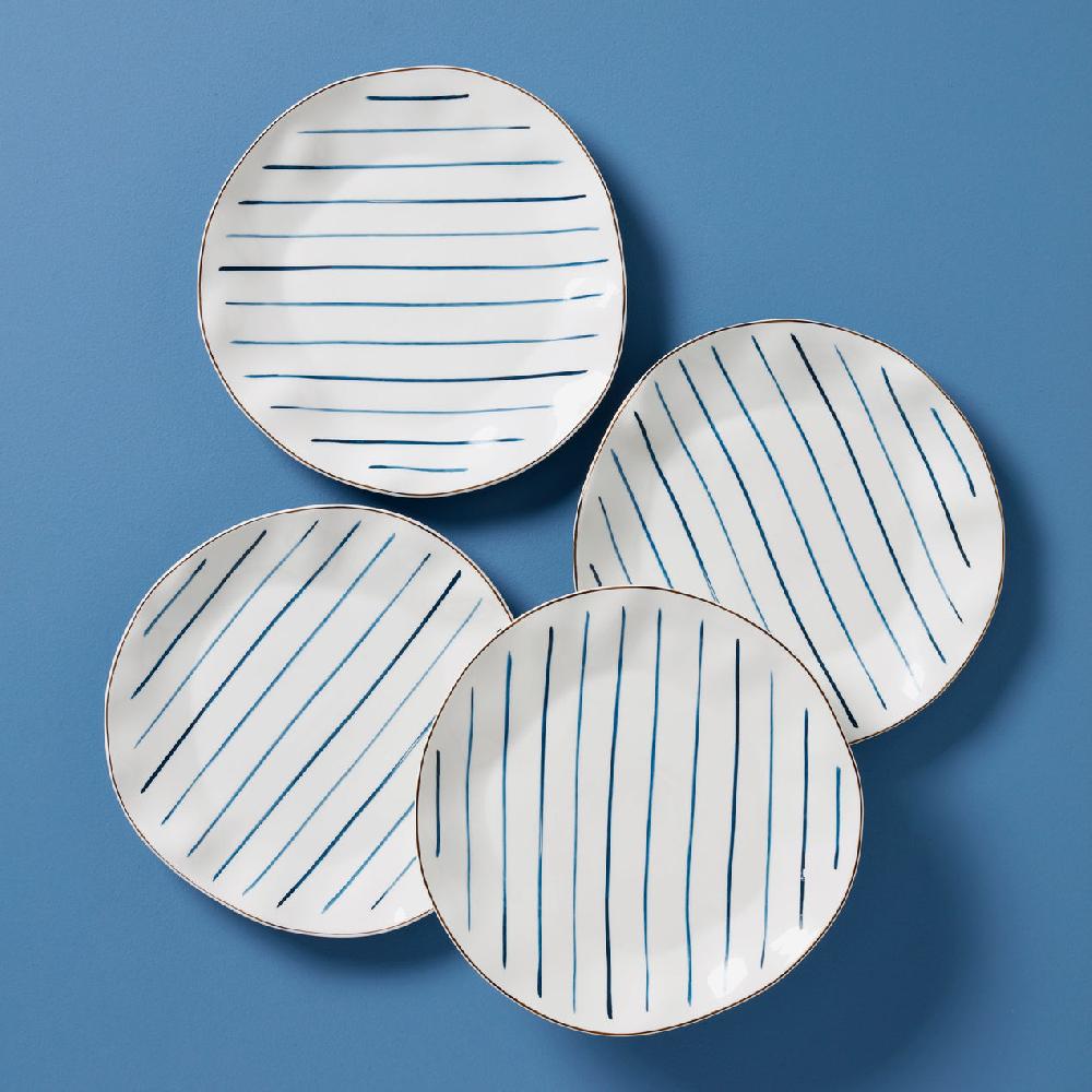 lenox Blue Bay Stripes Dinner Plates - Set of 4