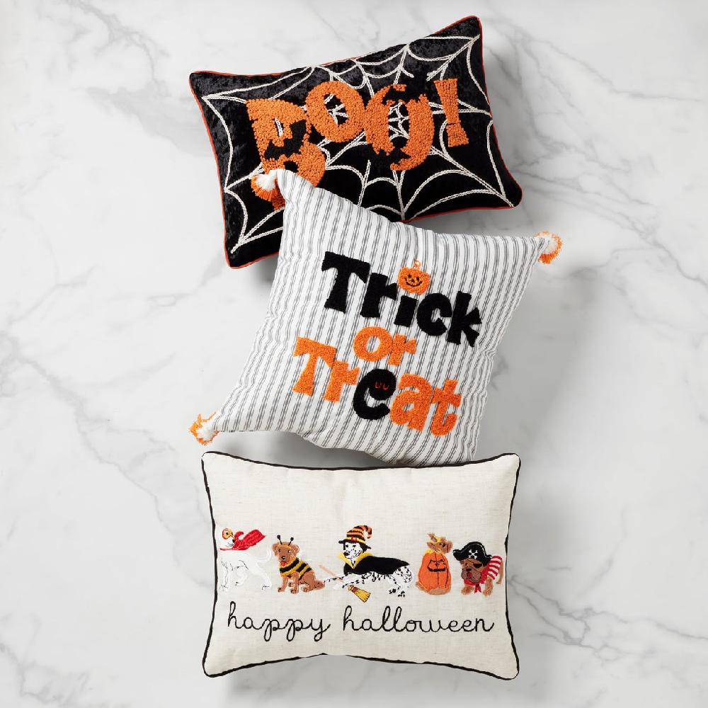 Lenox Boo Web & Bats 14x20 Beaded Halloween Pillow