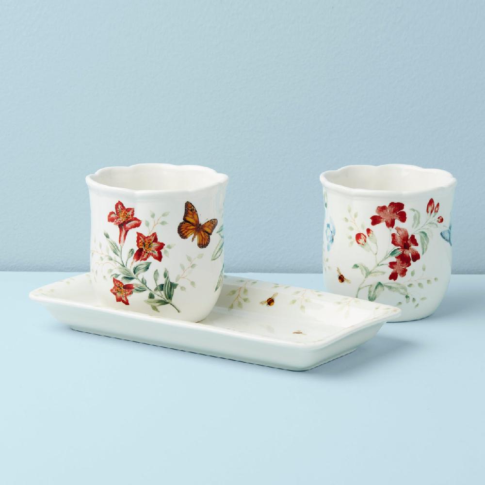 Lenox Butterfly Meadow 3-Piece Herb Pots & Tray Set