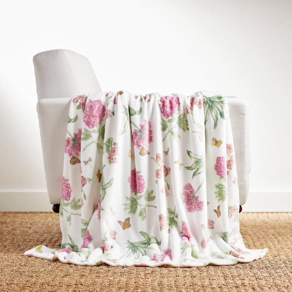 lenox Butterfly Meadow Bloom Pink Throw Blanket