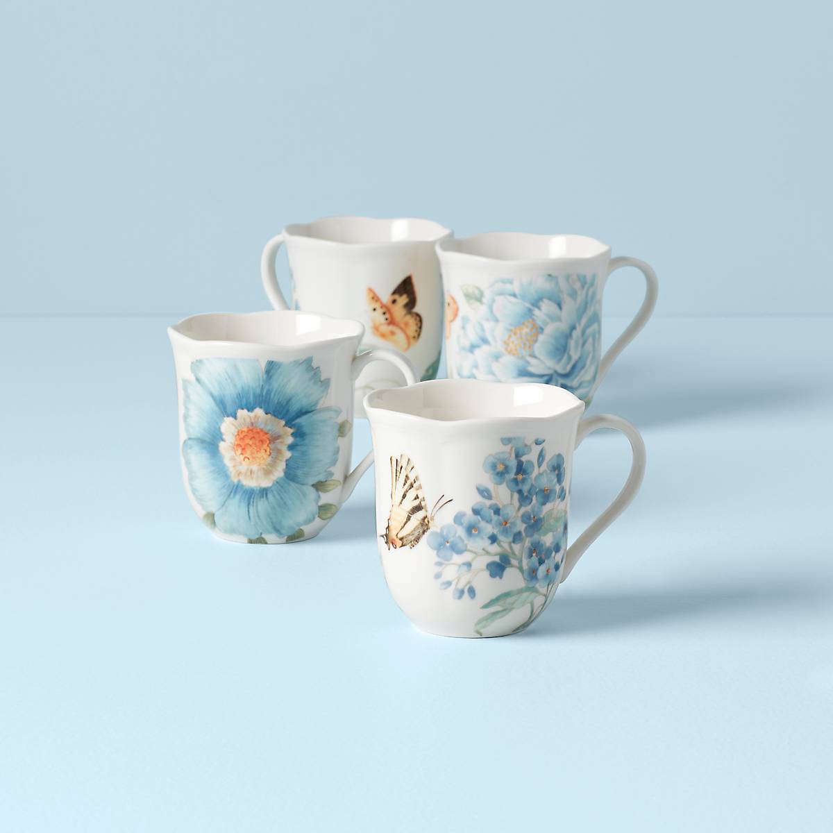 lenox Butterfly Meadow Blue Mugs - Set of 4