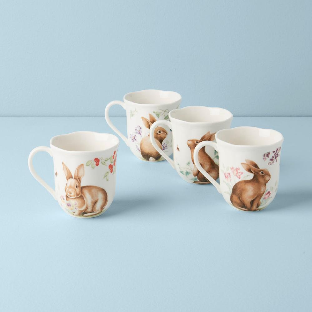 Lenox Butterfly Meadow Bunny Mugs - Set Of 4