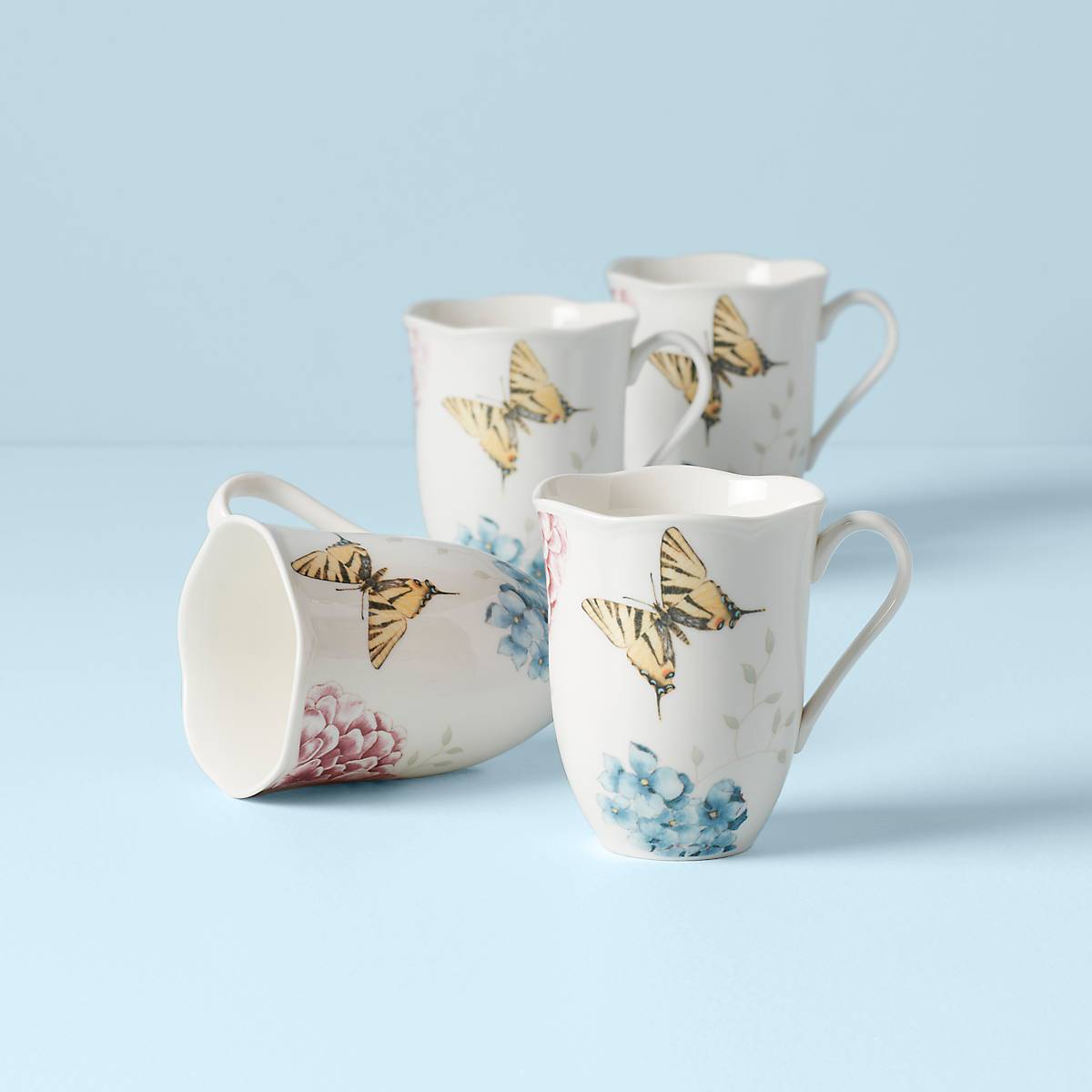 lenox Butterfly Meadow Hydrangea Mugs - Set of 4