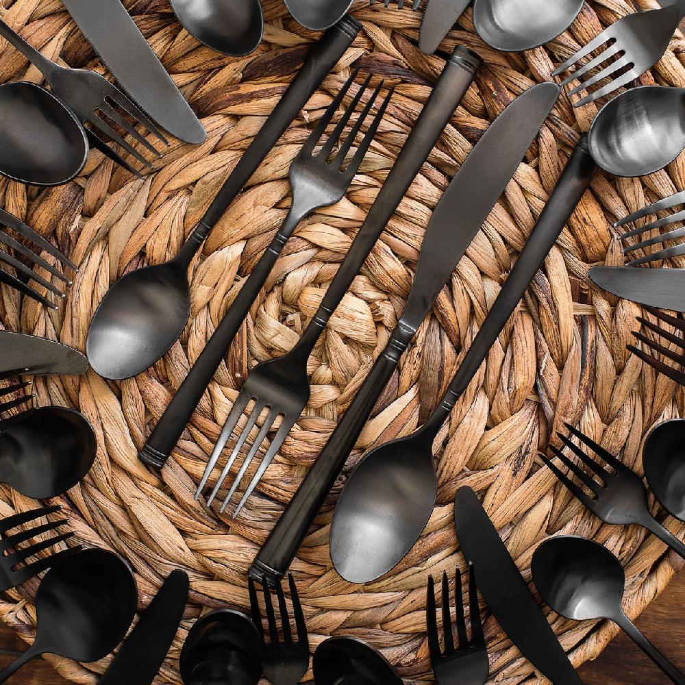 Lenox Emmy Black Satin 20 Piece Flatware Set