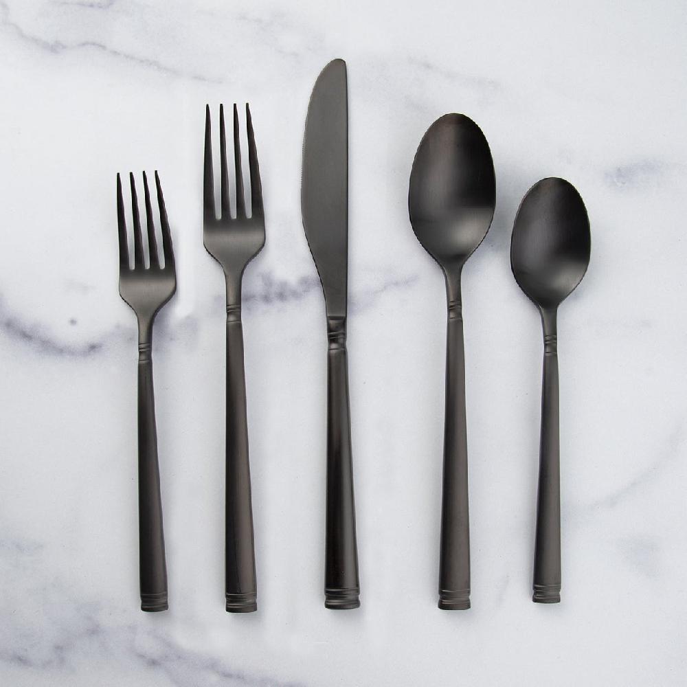 lenox Emmy Black Satin 20 Piece Flatware Set