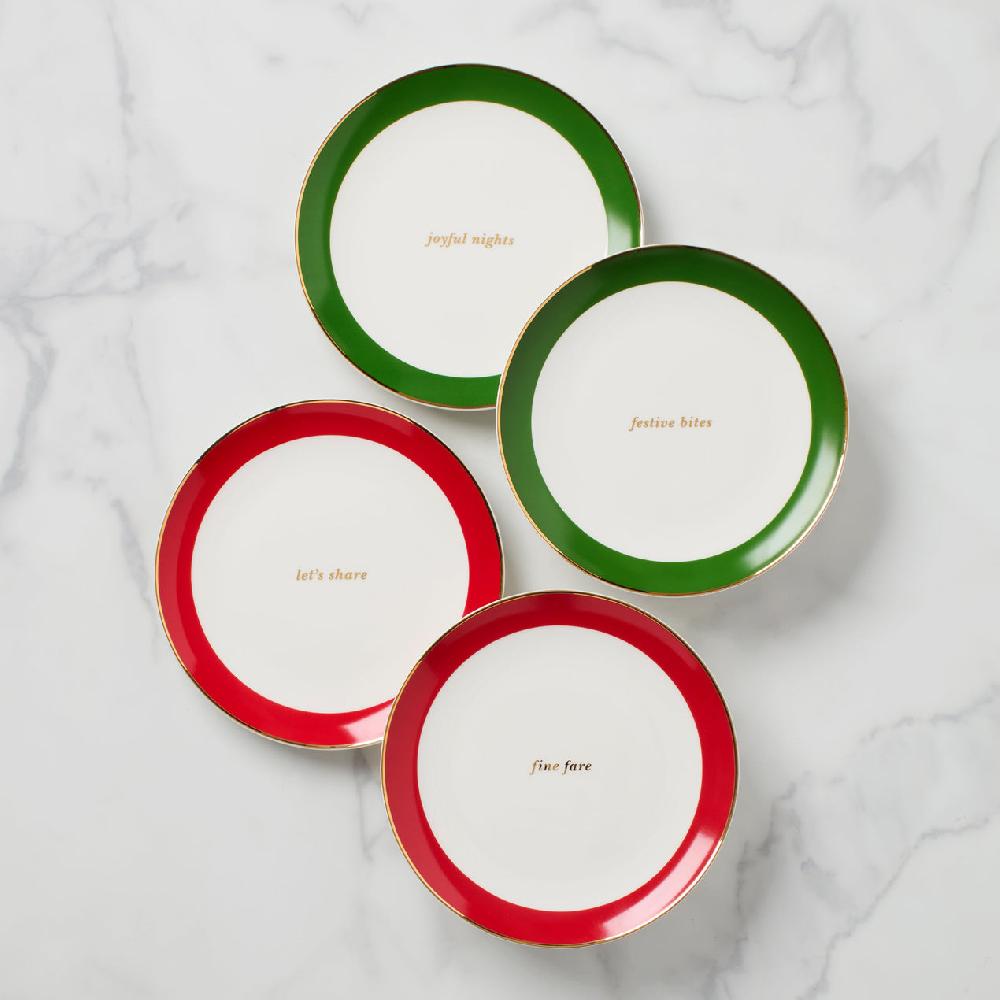 lenox Evergreen Rim Accent Plates - Set of 4