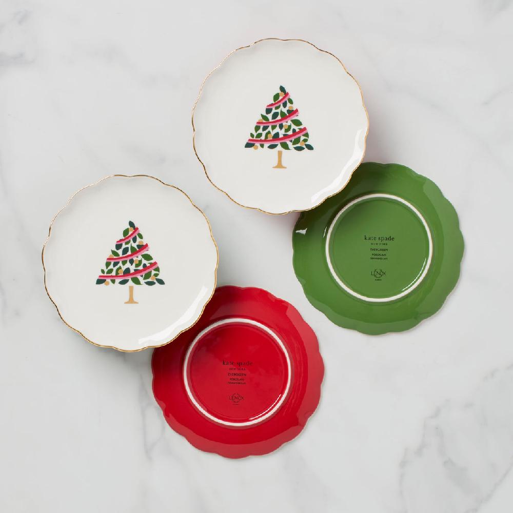 lenox Evergreen Scallop Tidbit Plates - Set of 4