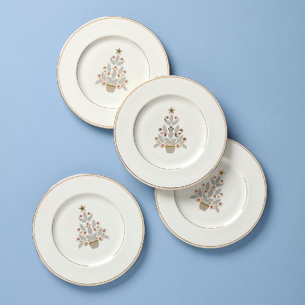 lenox Federal Gold Tree Accent Plates - Set of 4