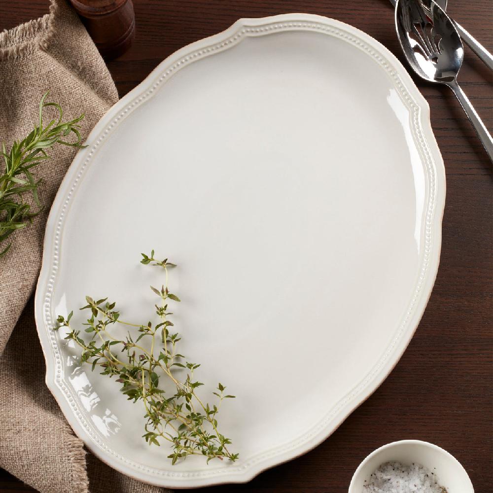 Lenox French Perle Bead White Oval Platter