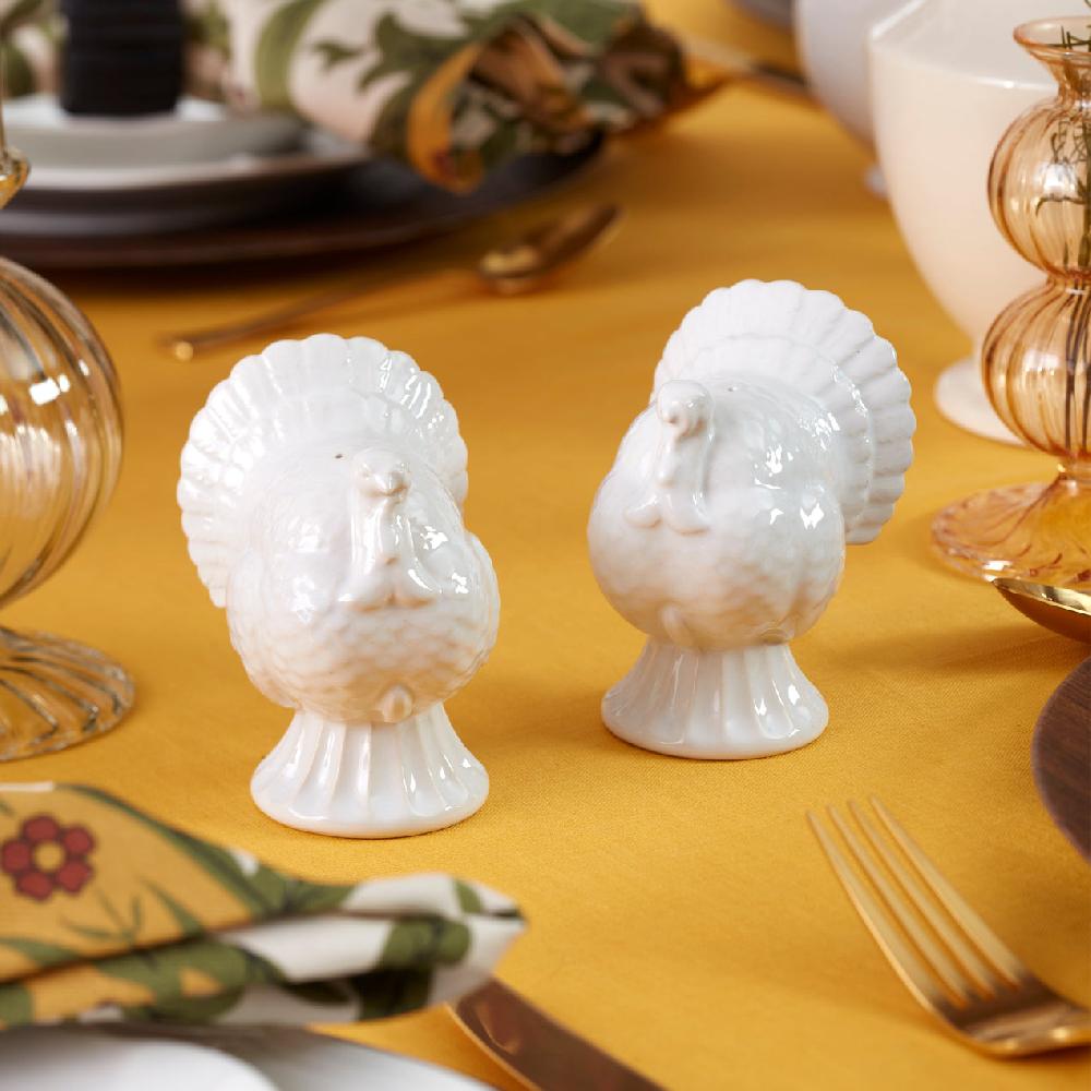 Lenox French Perle Carved Turkey Salt & Pepper Set