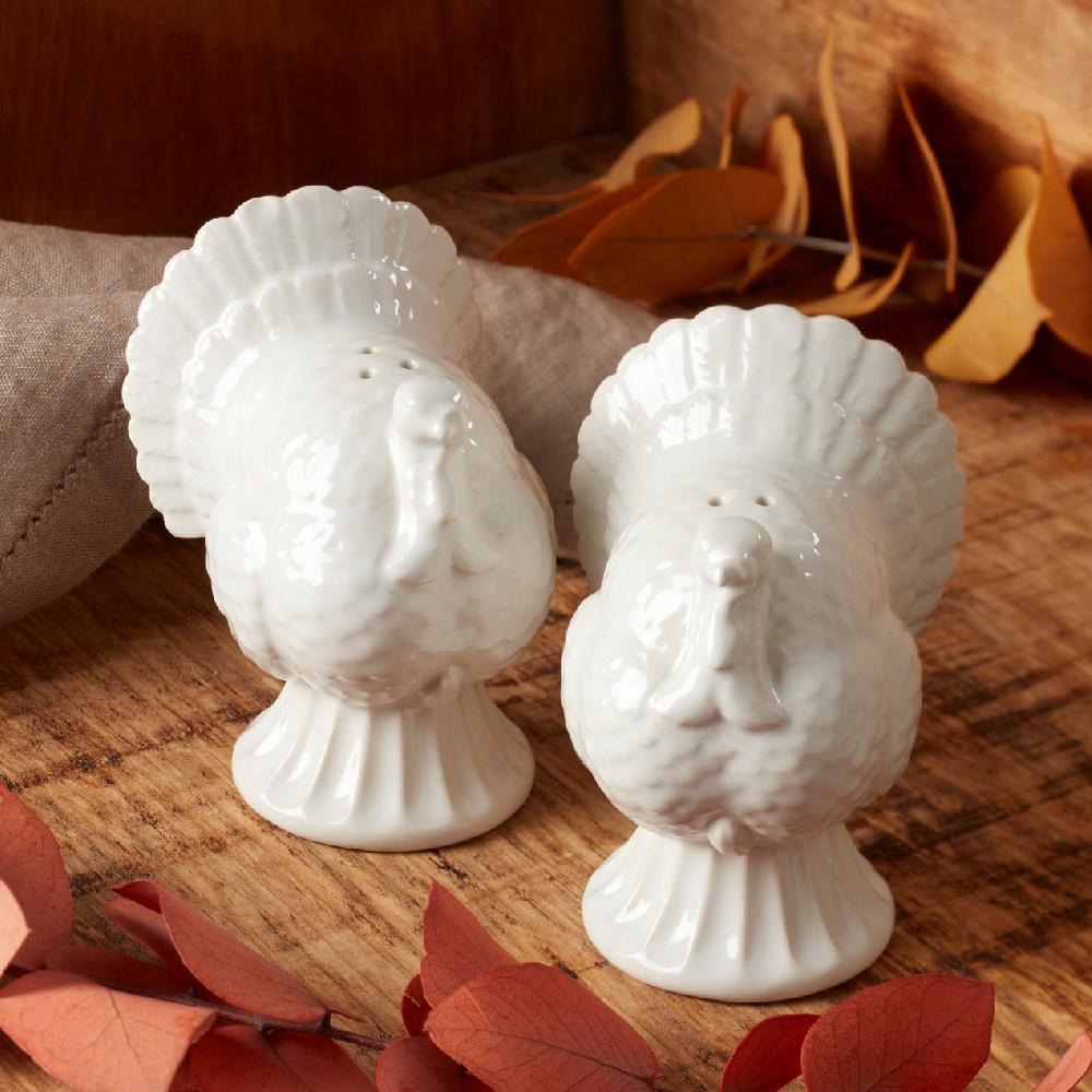 Lenox French Perle Carved Turkey Salt & Pepper Set
