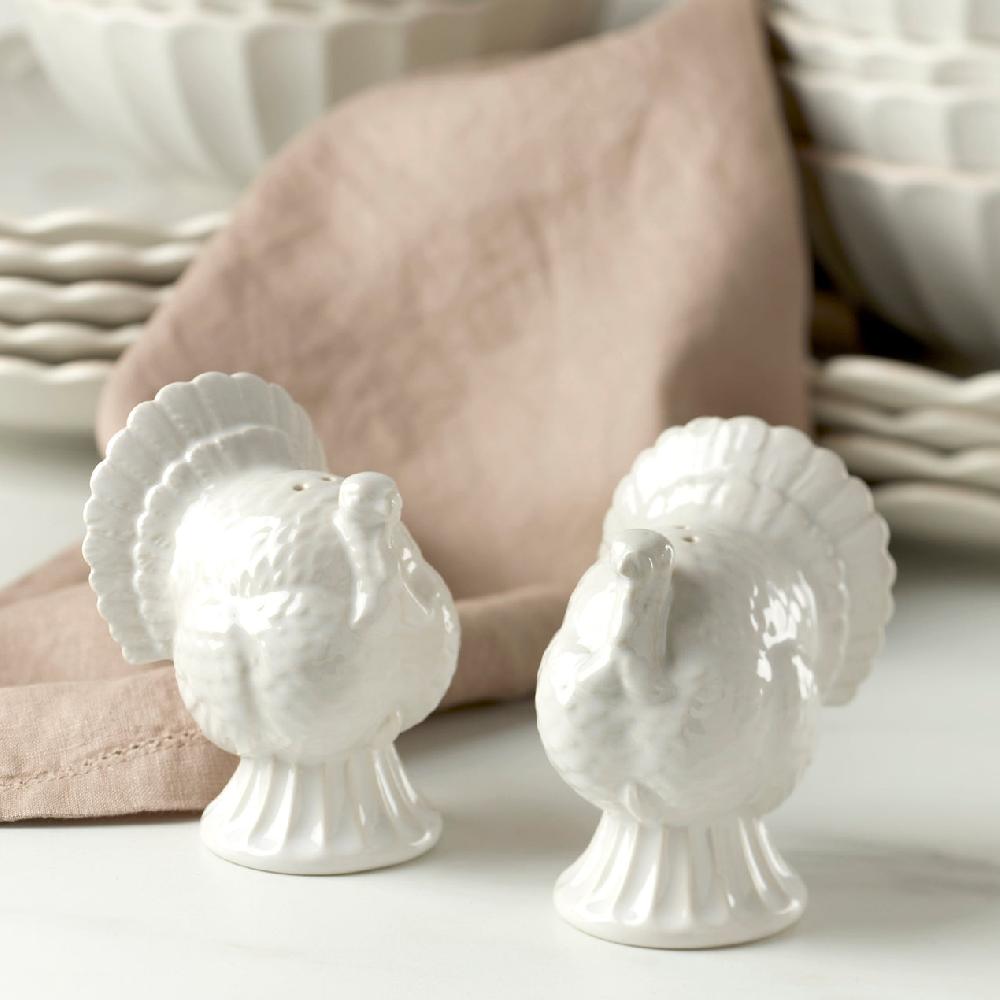 Lenox French Perle Carved Turkey Salt & Pepper Set