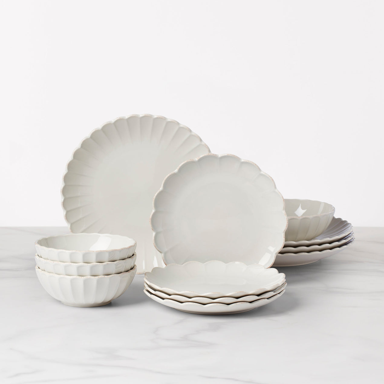 lenox French Perle Scallop 12-Piece Dinnerware Set