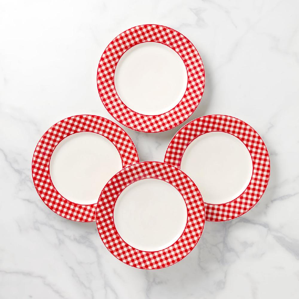 lenox Gingham Red Dinner Plates - Set of 4