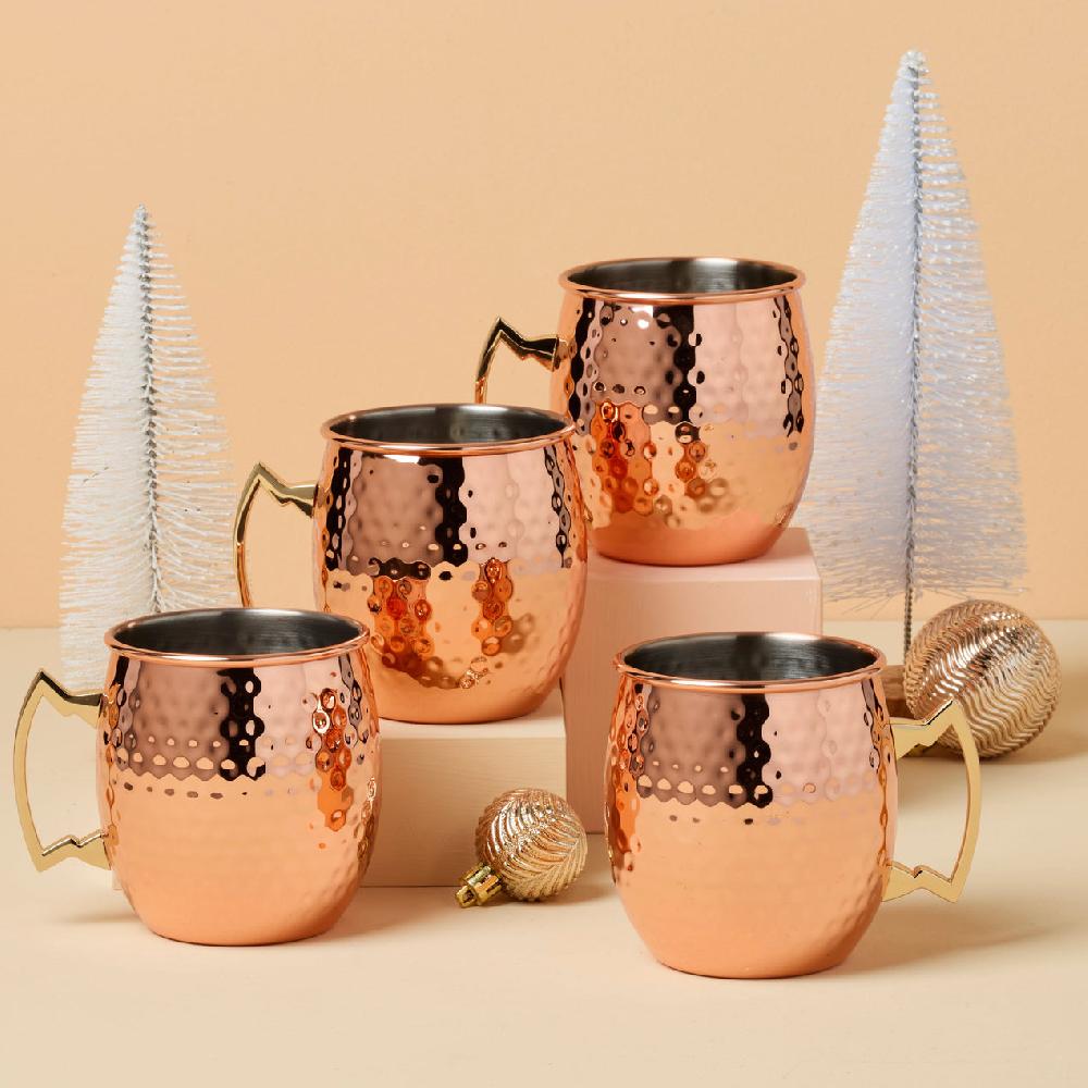 Lenox Hammered Copper Moscow Mule Mugs - Set Of 4