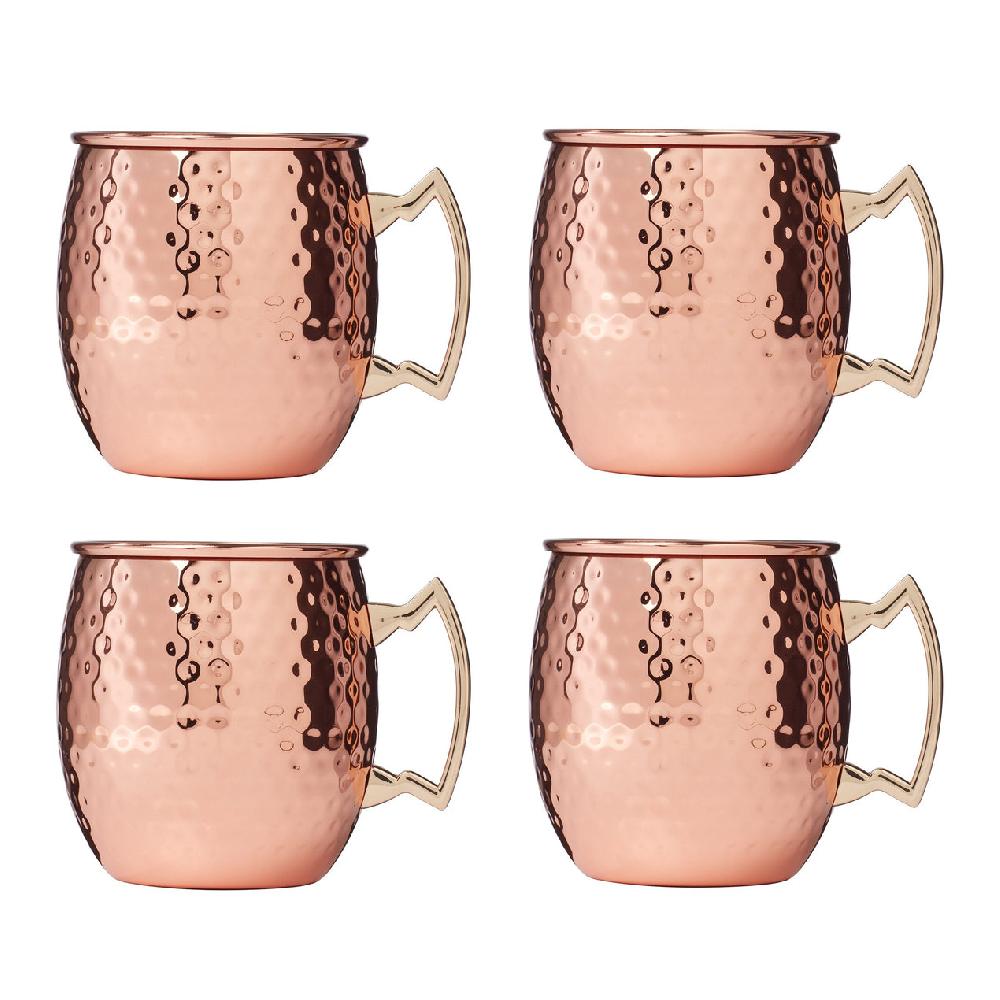 lenox Hammered Copper Moscow Mule Mugs - Set Of 4