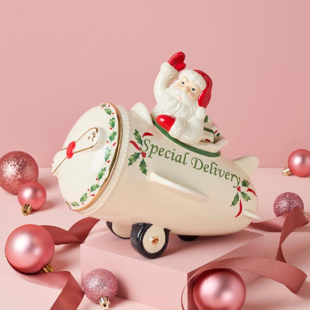 Lenox Holiday Airplane Cookie Jar