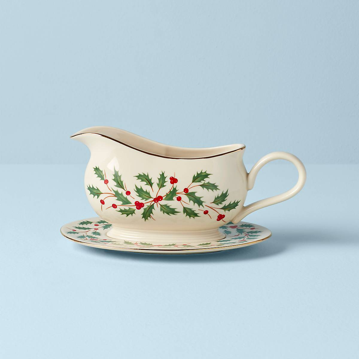 lenox Holiday Gravy Boat & Stand