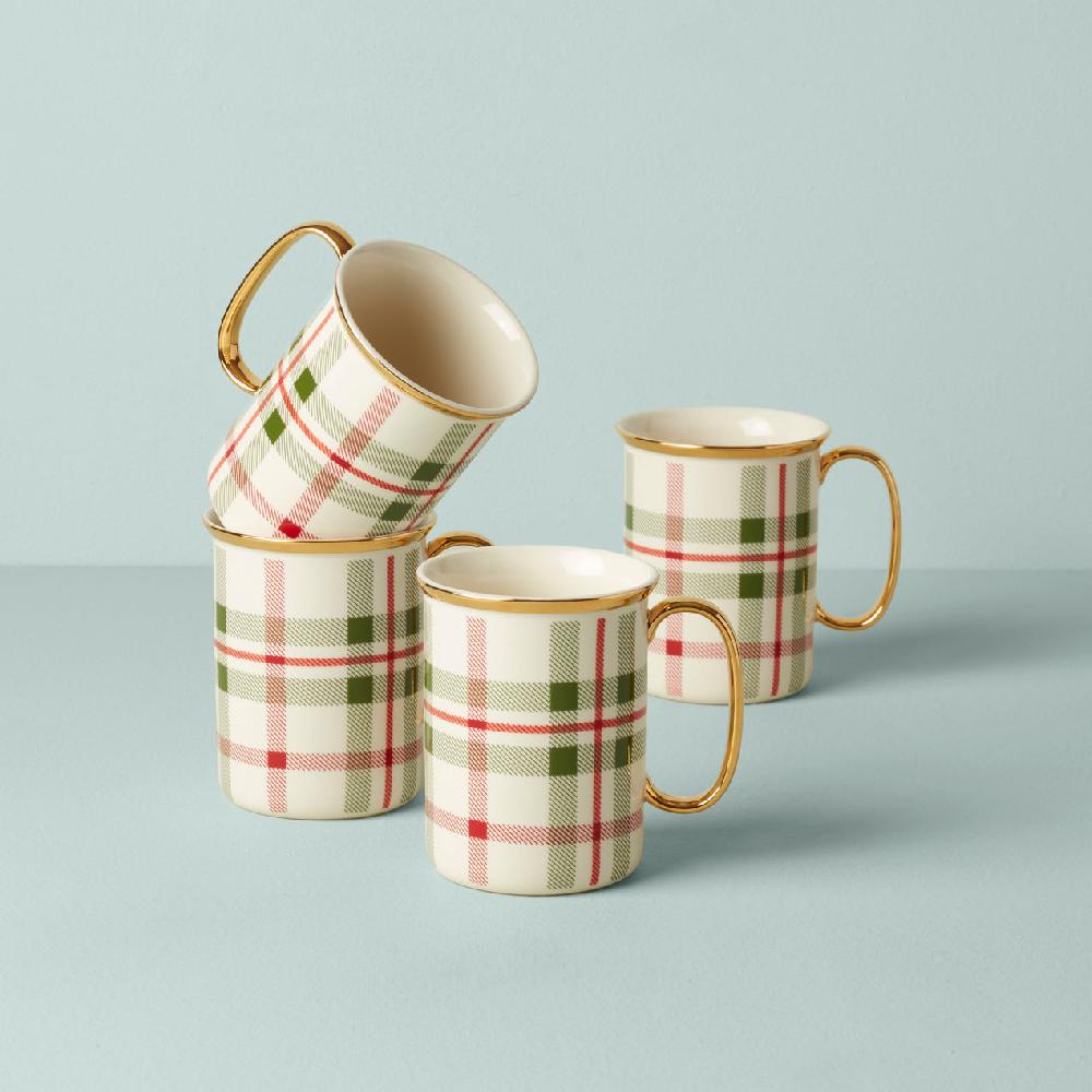 lenox Holiday Plaid Mugs - Set of 4