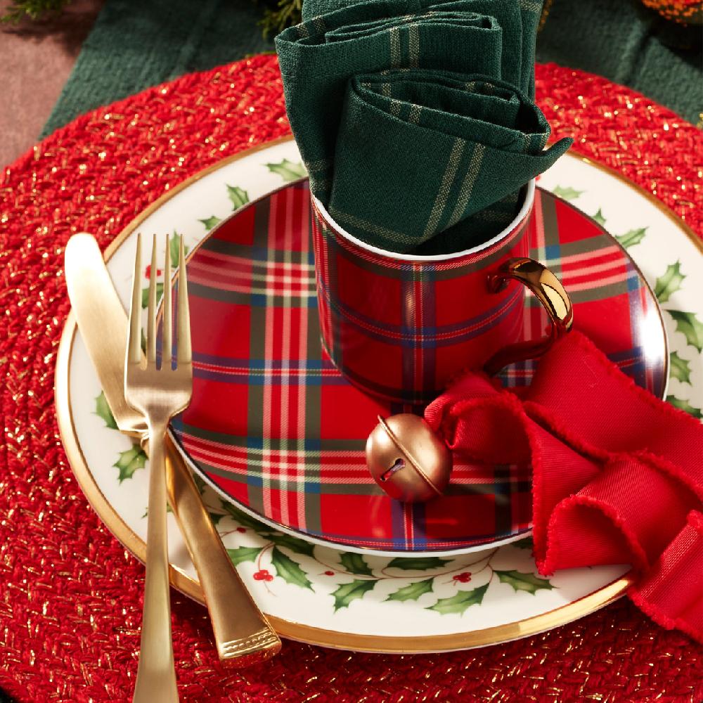Lenox Holiday Red Tartan Accent Plates - Set Of 4