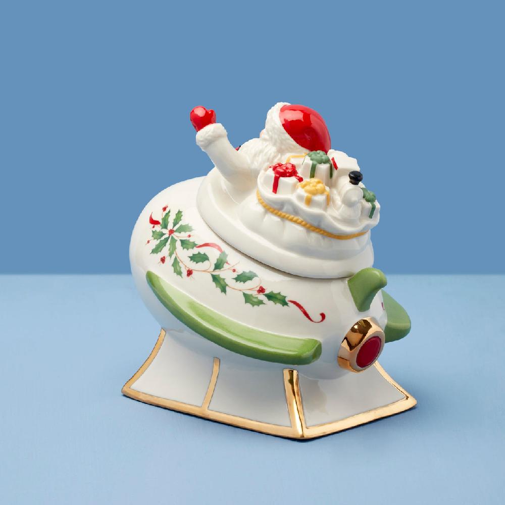 Lenox Holiday Santa's Rocket Covered Candy Dish