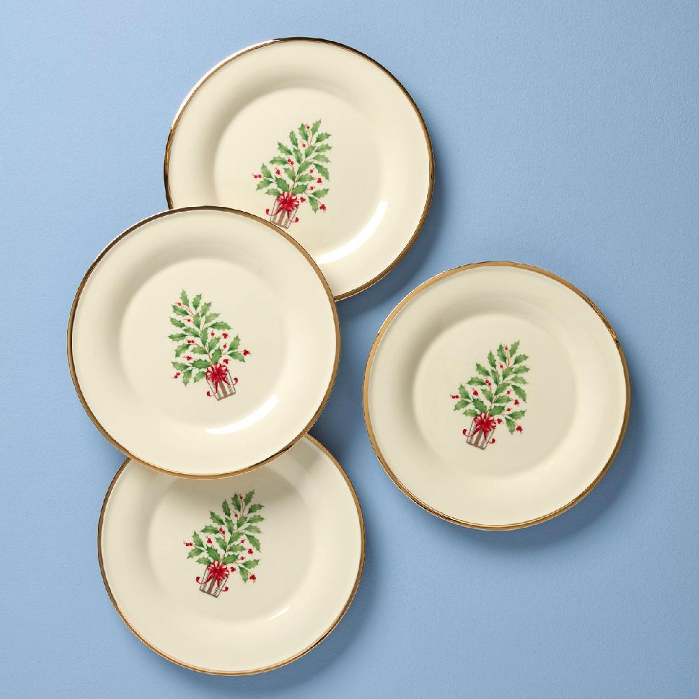 lenox Holiday Tree Accent Plates - Set of 4