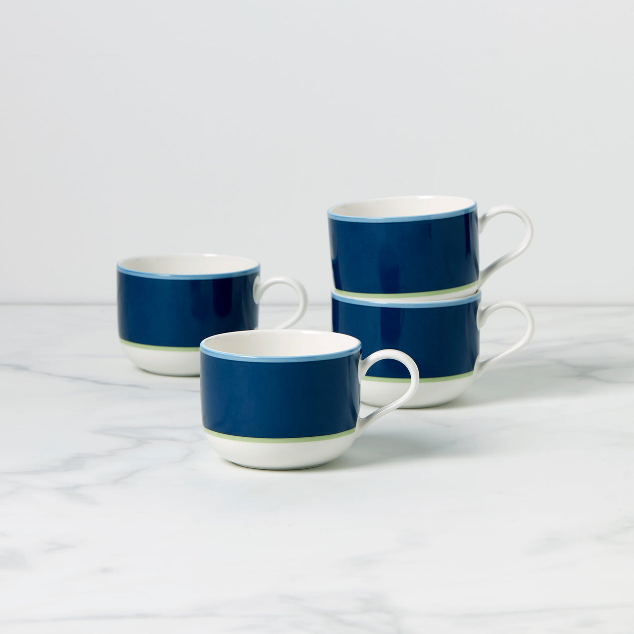 Lenox Make It Pop Mugs - Set Of 4 - Navy/Green