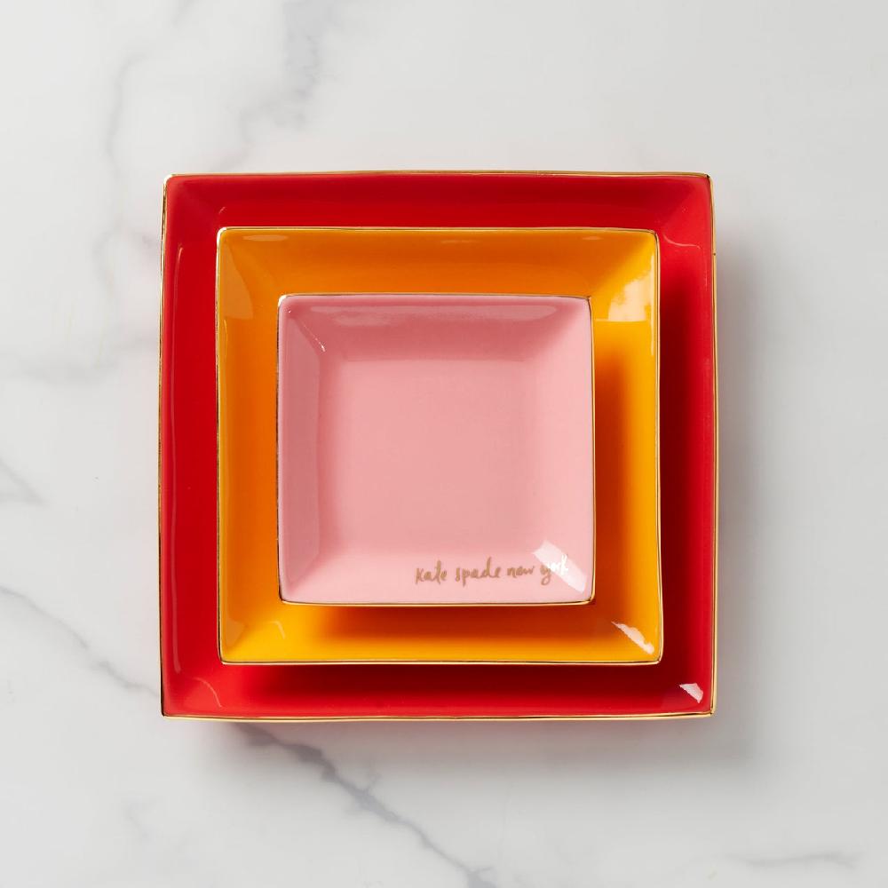 Lenox Make It Pop Warm Red 3-Piece Tray Set